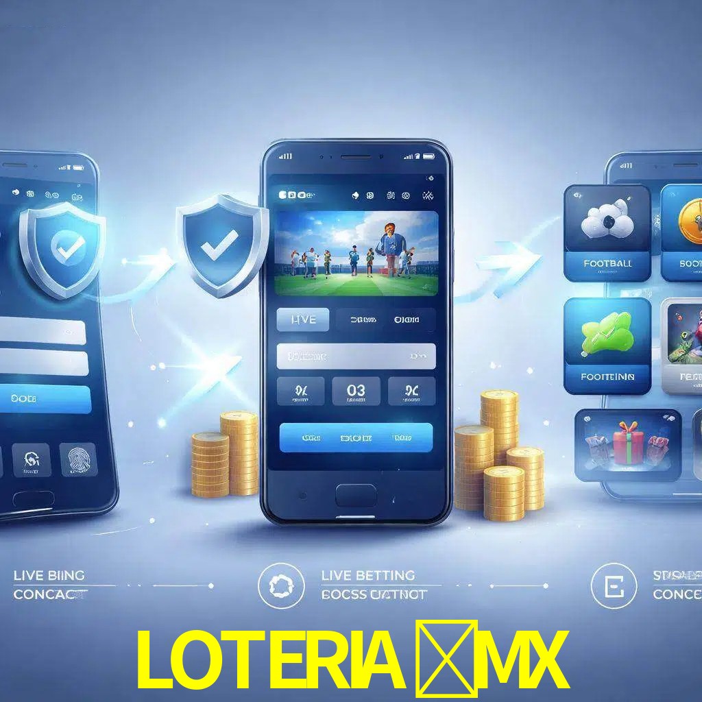 Pasos de acceso a la app LOTERIA-MX en pantalla de teléfono móvil